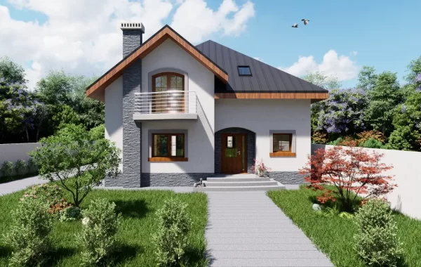 Proiect casa cu mansarda in Pechea. Are trei dormitoare la mansarda si unul la parter