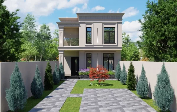 Scene 1(11) Proiect casa cu etaj in Galati. Bucatarie si living la parter, 3 dormitoare la etaj