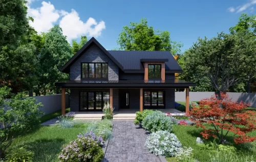 Proiect casa partet cu mansarda in Galati. Are 3 dormitoare la mansarda