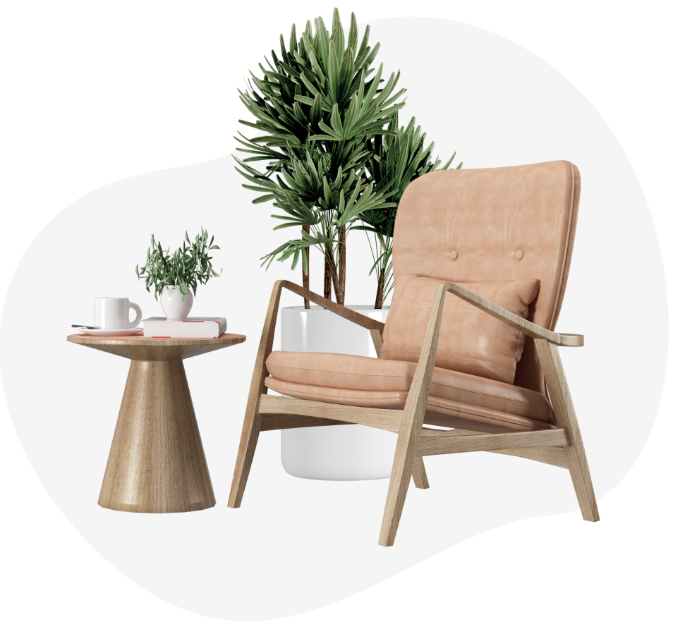 Un fotoliu din biroul Proiect Design+ care ofera servicii proiectare case