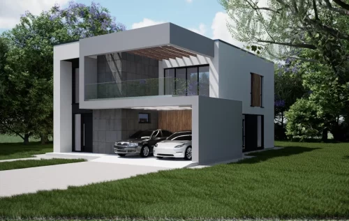 p1e002 Proiect casa cu etaj in Galati. Le parter avem saptii foarte mari, iar la etaj dormitor matrimonail si 2 dormitoare mari